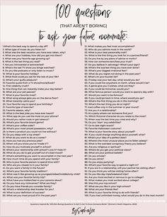 the 100 questions that aren't bring me to ask your future roommatee question