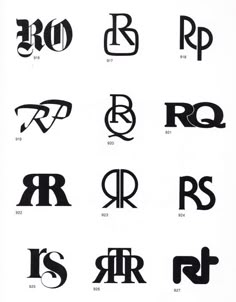 an image of different type of letters that are black and white, with the letter r in