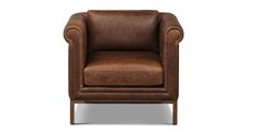 a brown leather chair on a white background