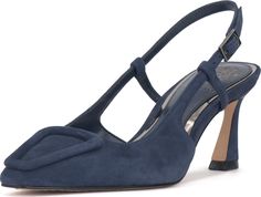 PRICES MAY VARY. Rubber sole Block Heel Sling Back Heels, Sling Back, Vince Camuto, Special Features, Block Heels, Rubber Sole, Dark Blue, Pumps, For Free