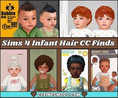 Sims 4 Infant CC Hairstyles on baby girl sims and baby boy sims New Sims 4 Cc, Sims 4 Cc Infant, Pigtails Braids, Middle Length Hair