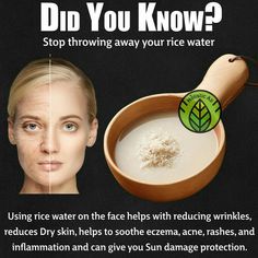 Skin Care Diy, Rice Water, Beauty Tips For Glowing Skin, Home Health Remedies, Natural Skin Care Routine, Natural Health Tips, Beauty Tips For Skin