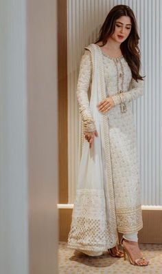 Sajal Ali In White Dress, Sajal Aly Dresses, Pak Suits, Sajal Aly, Trendy Outfits Indian, Traditional Attires, Sajal Ali, Fancy Sarees Party Wear, Dress Book