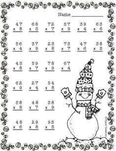 a christmas addition worksheet with an image of a snowman