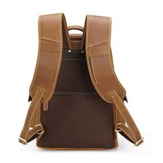 The sturdy crazy horse leather backpack features a 14-inch padded and reinforce laptop compartment,to keep your computer safe.The full grain leather is naturally waterproof and incredibly durable.     ITEM FEATURES    - 2 x Front Zipper Pockets - 1 x Laptop Compartment - 1 x Main Compartment - 1 x Interior Zipper Pocket - 2 x Slot Pockets - 1 x Back Zipper Pocket - 2 x Inner Side Pockets - 2 x Outer Side Pockets - 5 x Rivets at the Bottom - Hold 14" Laptop - Thick Airflow Padded Shoulder Strap& Back - Genuine Leather & Durable - Sunglasses Hook - Reinforced Shoulder Strap      🎁🎁🎁The bag will be sent by registered, priority mail with a Woosir free gift.     ITEM DETAILS    *Item Type: Leather Backpack *Material: Crazy Horse Leather *Size: L37 *W28 *H14(CM) *Color: Brown *Closure Type: Z Leather Outdoor Laptop Bag, Brown Leather Laptop Bag For Outdoor, Leather Laptop Bag With Waxed Finish For Outdoor, Classic Leather Backpack With Leather Backing For Outdoor, Classic Leather Backpack With Leather Lining For Outdoor, Classic Leather Backpack For Outdoor, Brown Leather Backpack With Luggage Sleeve For Outdoor, Leather Laptop Backpack For Outdoor, Outdoor Leather Laptop Backpack