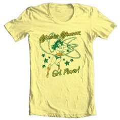 Wonder Woman Girl Power T-shirt adult regular fit 100% cotton yellow tee DCO653 | eBay Old Hollywood Waves, Wonder Woman Shirt, Girl Power T Shirt, Yellow Tees, Gods Girl, Best Tank Tops, Vintage T Shirts, Detective Comics, Retro Tv