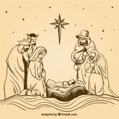 the birth of jesus with three wise men