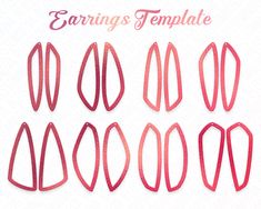 six different types of lip glosses with the words, earrings templates on them