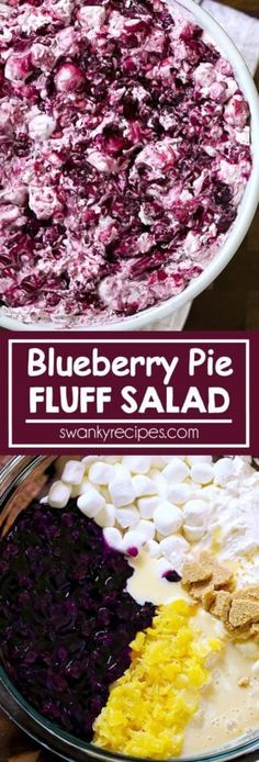 blueberry pie fluff salad is an easy and delicious dessert that's ready to be eaten