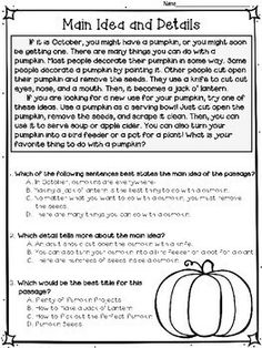 an image of a pumpkin reading and writing activity for students to practice their math skills