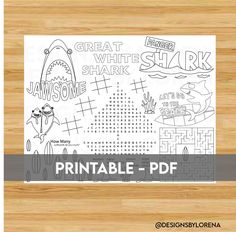 the printable shark page for kids to color