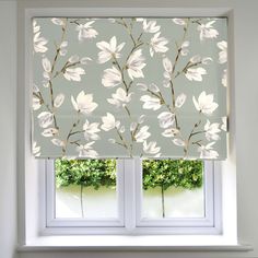 McAlister Textiles Magnolia Duck Egg Floral Cotton Print Roman Blinds Roman Blinds Standard Lining 130cm x 200cm Duck Egg Blue Roman Blinds, Blinds Bay Window, Shabby Chic Rooms, Conservatory Blinds, Bay Window Blinds, Painted Magnolia, Blue Roman Blinds, Traditional Cushions, Geometric Curtains