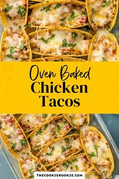 oven baked chicken tacos with text overlay