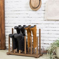 Dark Brown Wood Boot Rack, For 6 Pairs-MyGift Boot Organization, Boot Rack, Boot Storage, Boot Stand, Wellington Boot, Whitewash Wood, Bench With Shoe Storage, Shoe Organizer, Post Design