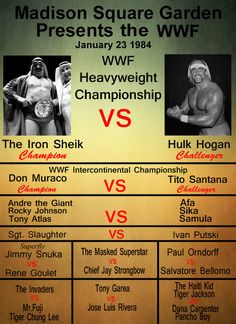 the poster for madison square garden presents the wwf championship