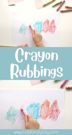 crayon rubbings are an easy art project for toddlers to do with their hands