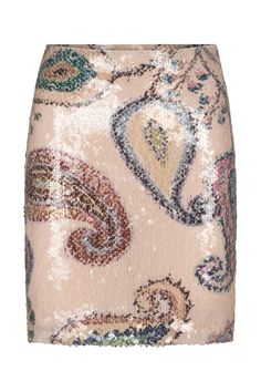 High-waisted mini skirtFitted silhouetteSequins fabricAbstract paisley printInvisible zipper at backLining100% PolyesterLining: 91.5% Silk 8.5% ElastaneDry cleanMade in Colombia Paisley Skirt, Skirt Images, Green Paisley, End Of Season Sale, Women Men Shoes, Straight Skirt, Paisley Print, Moda Operandi, Things To Buy