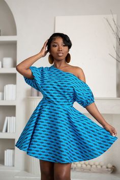 Ankara Short Gown Styles 2023, Ankara Short Flare Gowns, Mini Dress Off Shoulder, Ankara Short, Corporate Dress, Chic Dress Classy, Short African Dresses, African Inspired Clothing, Afrikaanse Mode