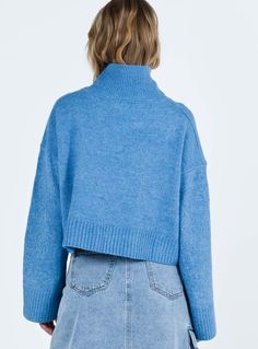 Knit sweater    Turtle neck, drop shoulder  Good stretch, unlined  65% wool 35% polyester    Cold hand wash Friday Outfit, Fleece Dress, Sweatshirt Set, Outerwear Outfit, Winter Fits, Denim Midi Skirt, Loungewear Sets, Sweaters Online, Knit Sweatshirt