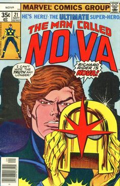 a comic book cover for the man called no va, with an image of captain america