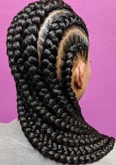 Feed In Cornrows, Big Cornrow Braids, Big Cornrows, Crochet Box Braids, Ghana Braids, Braided Cornrow Hairstyles, Two Braids, Girls Hairstyles Braids