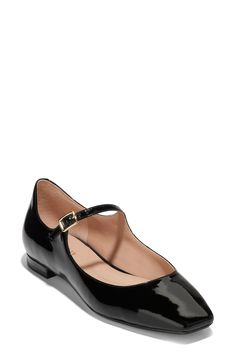 Cole Haan Bridge Mary Jane Ballet Flat (Women) | Nordstrom Girls Weakness, Mary Jane Ballet Flats, Patent Leather Ballet Flats, Perfect Closet, Ankle Strap Flats, Cole Haan Women, Mary Jane Pumps, Black Ballet Flats, Aesthetic Shoes