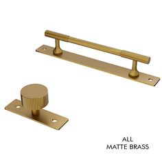 an all matte brass door handle and knob for a cabinet or drawer, with the name'all matte brass'on it