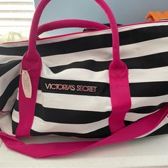 Victoria Secret Gym Bag, Pink And Black. New With Original Tag $99.00, Short And Removable Long Strap. Small Light Stain On Outside As Shown In Picture. Haven’t Tried To Remove It. Pink Satchel Travel Bag For On-the-go, Pink Satchel Duffle Bag, Pink Tote Duffle Bag With Removable Pouch, Pink Satchel Weekender Bag, Pink Duffle Bag With Removable Pouch For On-the-go, Pink Duffle Bag With Removable Pouch, Pink Tote Weekender Bag With Zipper, Pink Tote Weekender Bag With Zipper Closure, Victoria's Secret Large Capacity Travel Bag