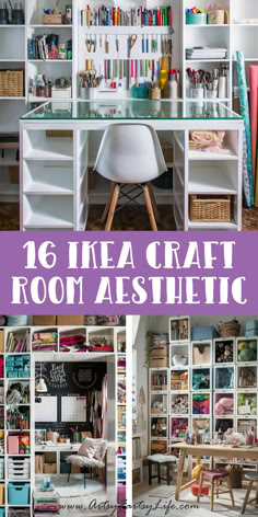 Ikea Craft Room Aesthetic and Inspiration Craft Desk Ideas For Small Spaces, Art Studio Ikea Hacks, Craft Room Ideas For Small Rooms, Craft Room Wrapping Station, Craft Room Ikea Ideas, Craft Storage Room Ideas, Small Room Craft Room, Family Room Craft Room Combo, Cricket Craft Room Ideas