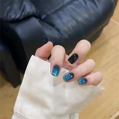 Aurora Black Cat Eye False Nail Short Square Press on Nails for Nails Art 24pcs Square Nail Manicure, Nails Blue Short, It Cosmetics Concealer, Cosmetic Kit, Short Square Nails, Nail Type, Cat Eye Nails, Nail Length, Stick On Nails