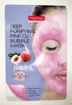 Purederm Skin Solutions “Deep Purifying Pink O2 Bubble Mask” Sheet Mask #peach 🍑 🍑 🍑 Red Skincare, Skincare Business, Bubble Mask, Face Sheet Mask, Mask Sheet, Bath And Body Works Perfume, Charcoal Mask, Gel Mask