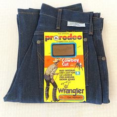 Vintage Wrangler ProRodeo jeans with tags still attached. 13MWZ Cowboy Cut Original Fit. Authentic cowboy/cowgirl style.  100% Cotton, Heavyweight denim.  High waisted, wedgie fit. Fits like only the Wrangler can fit. Your booty never looked so good! Lots of sizes available. Sizes listed are waist sizes on the tag. Please don't hesitate to message me if you need any measurements. Vintage sizes tend to run a bit smaller than today's sizes. Cowboy Cowgirl, Vintage Wrangler, Cowboy And Cowgirl, Womens Jeans, Cowgirl Style, 1980s Vintage, Vintage Jeans, Cowboy, Women Jeans