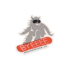 a sticker with an image of a bear wearing sunglasses and holding a skateboard