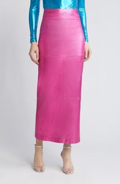 NIKKI LUND Iggy Metallic Maxi Skirt | Nordstrom Metal Clothing, Green Fits, Pink Fits, Fashion Goals, Fabric Gift Bags, Skirt Design, Fabric Gifts, Fall 2022, Free Fabric