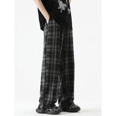 Unisex Casual Plaid Pants Fabric: Polyester Size: M, L, XL, 2XL, 3XL, 4XL, 5XL Multiple Color Selections: Gray  Season: Spring, Fall, Summer Casual Baggy Plaid Bottoms, Baggy Plaid Wide Leg Pants, Casual Plaid Wide-leg Pants, Casual Full-length Plaid Pants, Casual Wide-leg Plaid Pants, Casual Plaid Wide-leg Bottoms, Dance Pants Hip Hop, Dance Pants, Pants Fabric