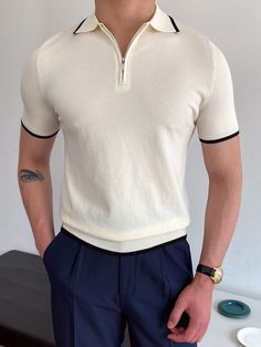 Zipper Polo Shirt, Elegante Casual, Cool Outfits For Men, Smart Casual Outfit, Men Fashion Casual Outfits