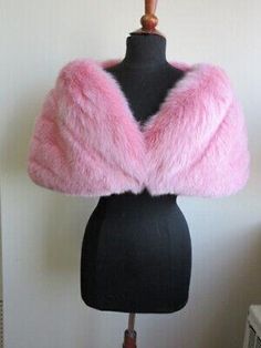 FASHION FURS Item Description: You are bidding on a brand new, luxuriously soft and plush genuine pink fox fur cape / stole / wrap for special occasions Completed with front furrier closure and satin lining. Measurements: Width 14" Sweep 60" Fur Shawl Outfit, Fox Stole, Shawl Outfit, Cape Collar, Pink Fox, Fashion Stand, Fur Cape, Fur Shawl, Fur Stole