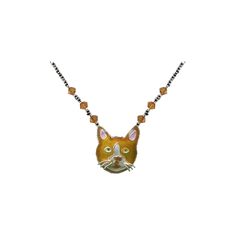 Brown Cat Face Small Necklace | Available at Bamboo Jewelry Online for $40! Cute Cat Necklace, Cheap Cute Cat Design Necklaces, Custom Cat Necklace, Harmony Ball, Small Necklace, Brown Cat