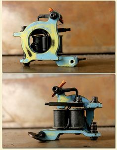 two views of an old style tattoo machine