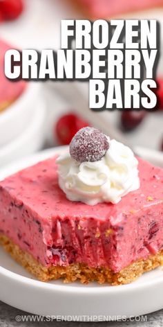 a piece of frozen cranberry bars on a white plate