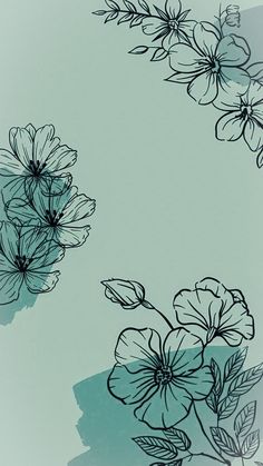 an abstract floral background with black and white flowers on a light blue backgrounnd