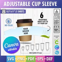 the coffee cup sleeve is shown with instructions for how to make it and how to use it