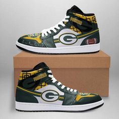 the green bay packers sneakers are on display