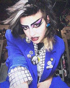 New Wave Fashion 80s Women, New Wave Outfits 80s, 80s New Wave Makeup, 80s New Wave Aesthetic, 80’s Style, 90s Punk Makeup, 80s Glam Rock Makeup, 90s Punk Hair