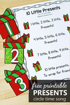 printable christmas numbers and presentes for kids to use in the holiday themed classroom