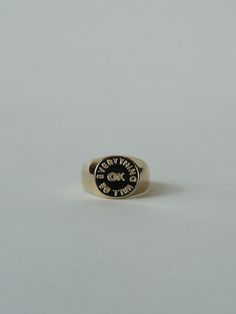 Like your grandfather's ring that lived on your own father's pinky, or the school ring your mother wore on a long gold chain, the OK Signet ring is solid and tender, instantly charged with feeling, security, an adventure charm, always on the road with you. All solid gold pieces are made to order and can take about 4 we Gold Signet Rings, School Rings, 2024 Wishlist, Everything Will Be Ok, Gold Piece, Christmas 2024, Signet Ring, The School, Gold Plated Sterling Silver