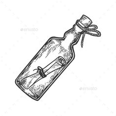 a message in a bottle with a rope tied to it - miscellaneous objects / business conceptual