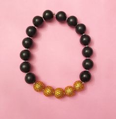 Made from xl chunky beads - sale Ready to ship Colors Black and gold Recommended for toddlers and up - always wear under adult supervision- Wooden Beads Jewelry For Party, Adjustable Wooden Beaded Necklace For Parties, Baby Jewelry Gold, Baby Bangles, Kids Bracelets, Baby Jewelry, Chunky Beads, Chunky Necklace, Black Kids