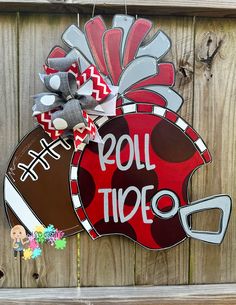 Football Door Hanger Wooden, Alabama Door Hanger, Football Door Hangers, Christmas Bazaar, Wreath Attachments, Board Signs, Cute Envelopes, Paint Wood, Wire Hanger