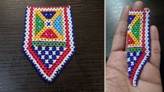 two pictures side by side, one with beads and the other with bead work on it